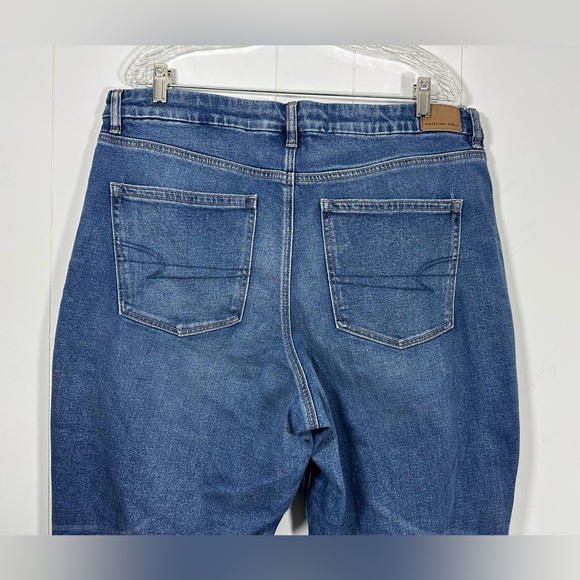 American Eagle Jeans Women's Size 18 Reg Blue Denim Curvy Mom Stretch Distressed - Picture 7 of 14
